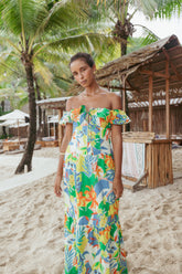 Harriet Off Shoulder Maxi Dress - Malta Print